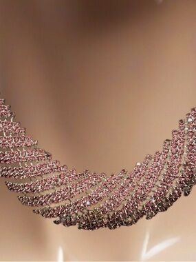 Source Unknown Rose Pink Crystal Collar Necklace